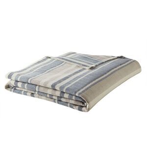 Eddie Bauer - Full/Queen Herringbone Stripe Bed Blanket Blue - E Blue